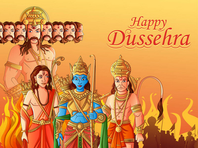 印度神罗摩为 dussehra 的快乐节日维鲁帕沙寺庙和