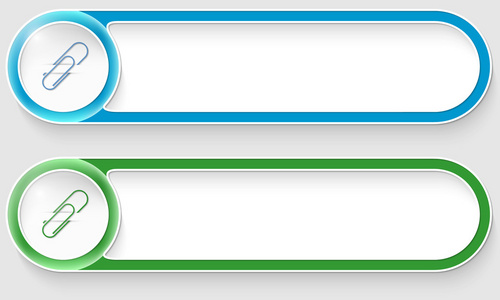 蓝色和绿色矢量与纸夹的抽象按钮