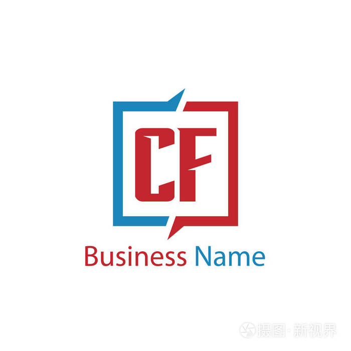 初始字母 Cf 徽标模板设计