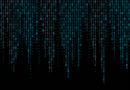 二进制计算机代码.矩阵背景与数字1.0.矢量插图照片