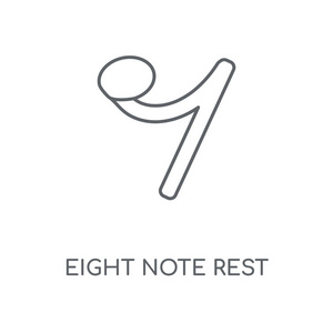 八个音符休息线性图标。八音符休息概念笔画符号设计。薄的图形元素向量例证, 在白色背景上的轮廓样式, eps 10