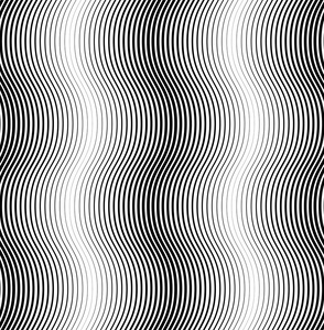 黑色和白色无缝模式波线条样式，抽象黑色