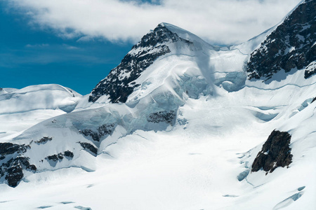 从欧洲的狮身人面像天文台 3454 米, 瑞士的顶部的伯尔尼阿尔卑斯山圣母峰和4000米山峰壮观的景色