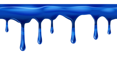 滴水无缝的蓝色, dripps, 液滴和飞溅, 查出的白色, 矢量和例证