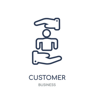 客户 图标。客户线性符号设计从业务集合。简单的大纲元素向量例证在白色背景