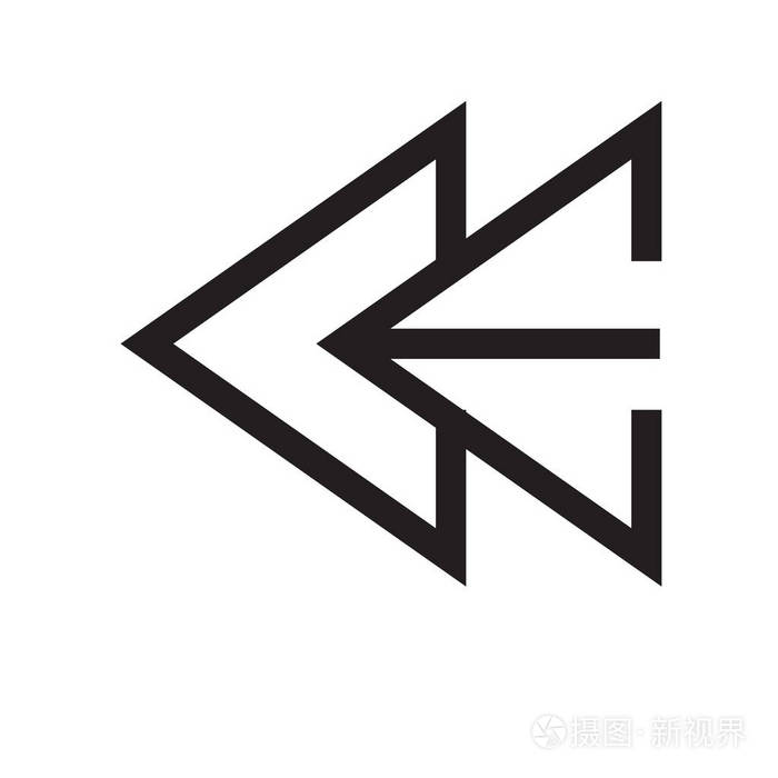 白色backgro上的左箭头图标矢量符号和符号隔离