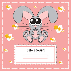 宝贝兔与淋浴邀请卡矢量