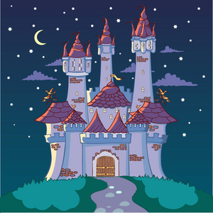 在晚上的魔法城堡照片