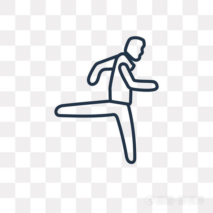 高品质线性棒人跳跃透明度概念可以使用网络和移动插画-正版商用推