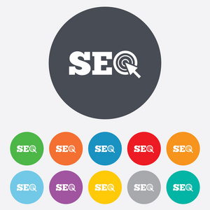 seo 标志图标。搜索引擎优化符号