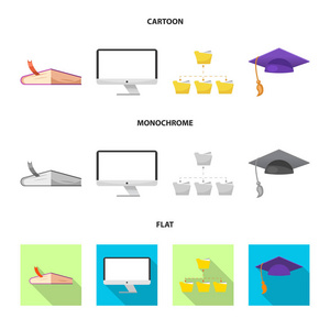 教育和学习图标的向量说明。一套教育和学校媒介图标为股票