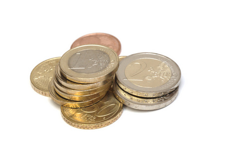 孤立的欧元硬币