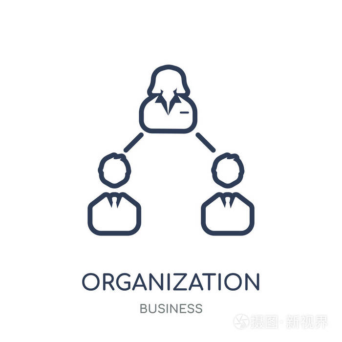 组织图标从业务集合的组织线性符号设计简单的大纲元素向量例证在白色