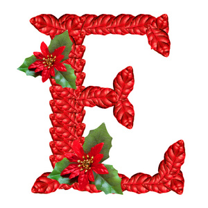 圣诞红花的信。漂亮的圣诞字母表