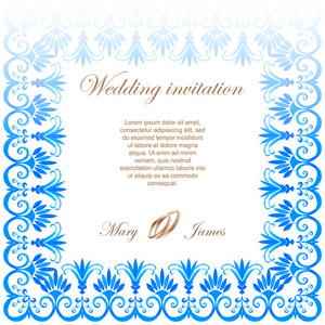 婚礼邀请装饰用花边和水彩古希腊模式