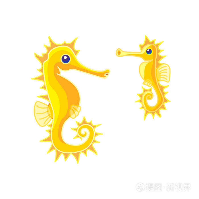 矢量卡通动物剪贴画黄色海马