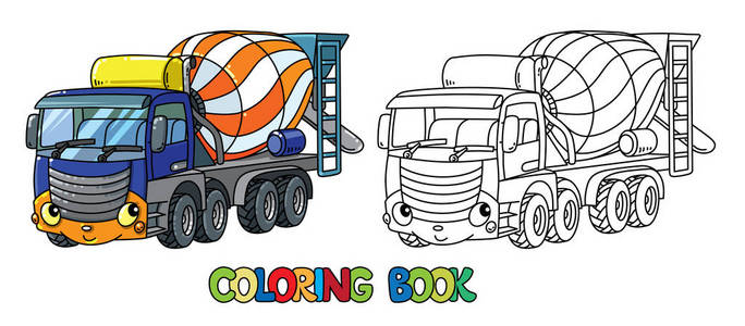 滑稽的混凝土搅拌机卡车与眼睛着色书