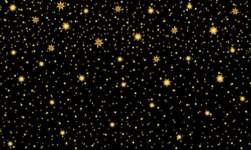 黑色金光在黑色背景上的点和星的金光纹理照片