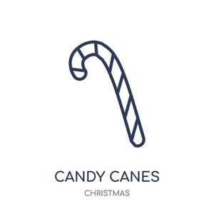 糖果棒图标。糖果藤条线性符号设计从圣诞收藏。简单的大纲元素向量例证在白色背景