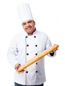 厨师男子手持面包