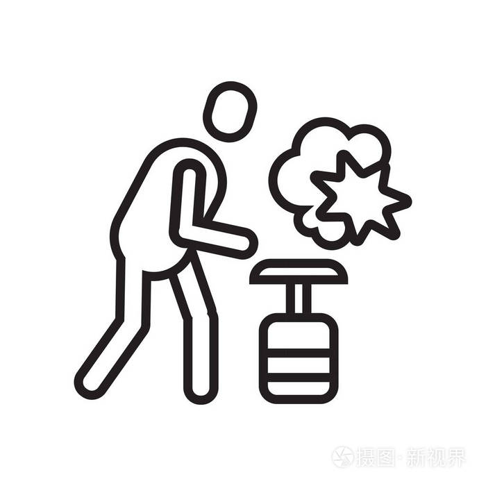 白色背景下的冲击波图标矢量符号和符号隔离