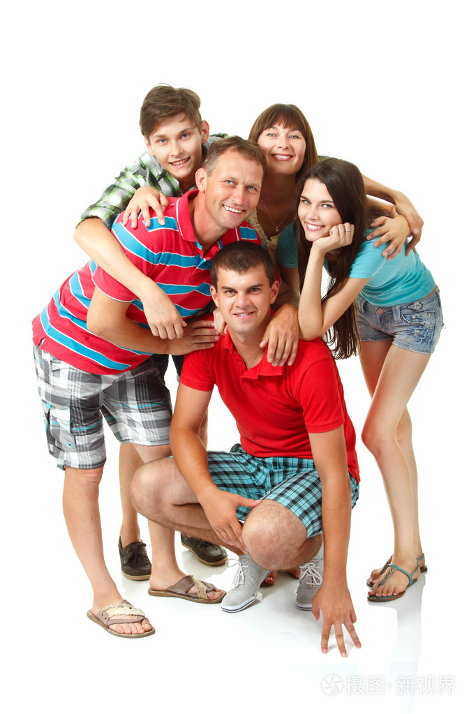 幸福的白种人大家庭