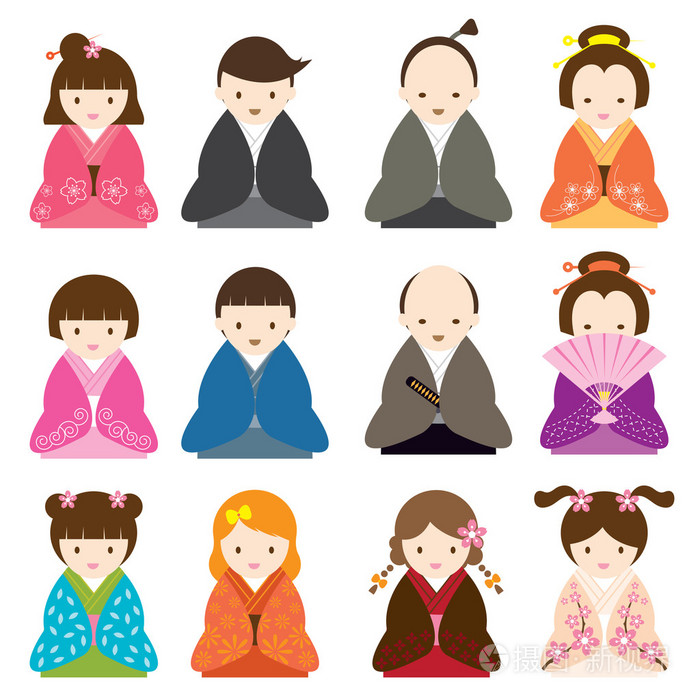 日本人穿着传统服装集
