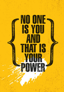 没有人是你, 这是你的权力刻字在垃圾黄色和白色背景