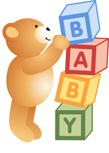 玩字母积木玩具熊照片