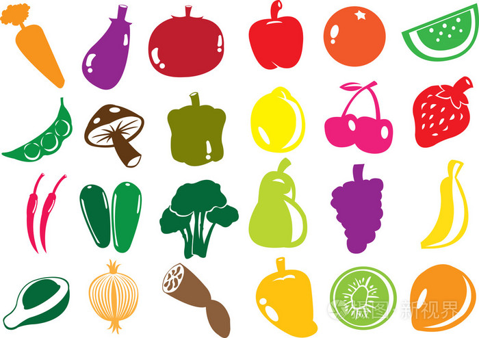 矢量水果和蔬菜图标