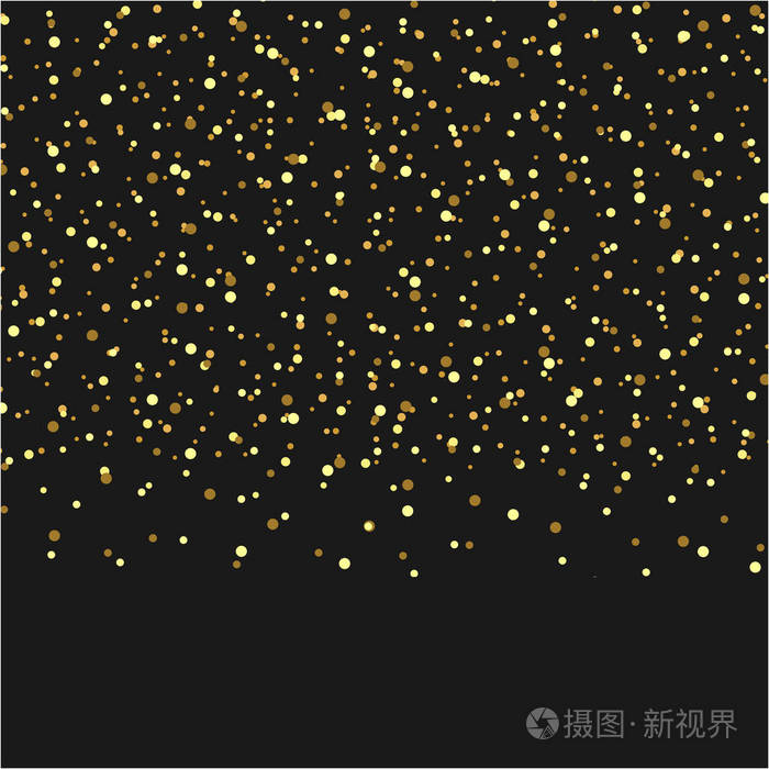 在黑色背景上的点的金色闪光纹理