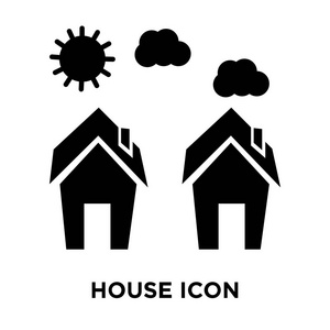 在白色背景上隔离的房子图标向量, 标志概念的房子标志在透明背景, 充满黑色符号