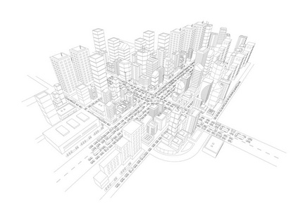 大城市全景3d 轮廓图