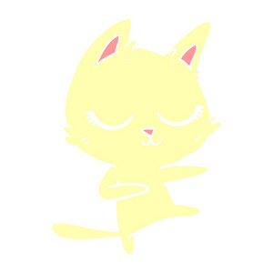 平静的扁平颜色风格动画片猫图片