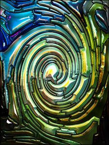螺旋旋转系列。彩色碎片彩色玻璃旋涡图案的组成, 以色彩设计创意艺术和想象为主题