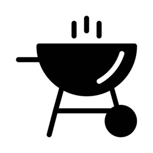 烧烤烧烤平图标, 矢量, 插图