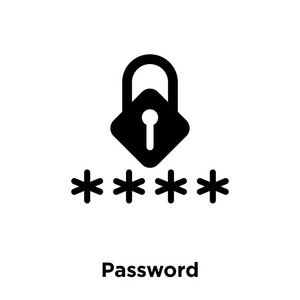 密码图标矢量隔离在白色背景上, 标志概念的密码符号在透明背景下, 填充黑色符号