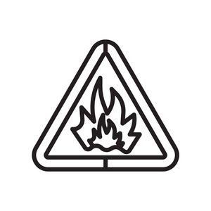 火焰三角信号图标矢量符号和符号隔离在白色背景, 火三角信号标志概念
