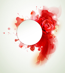 与玫瑰和红色元素抽象背景