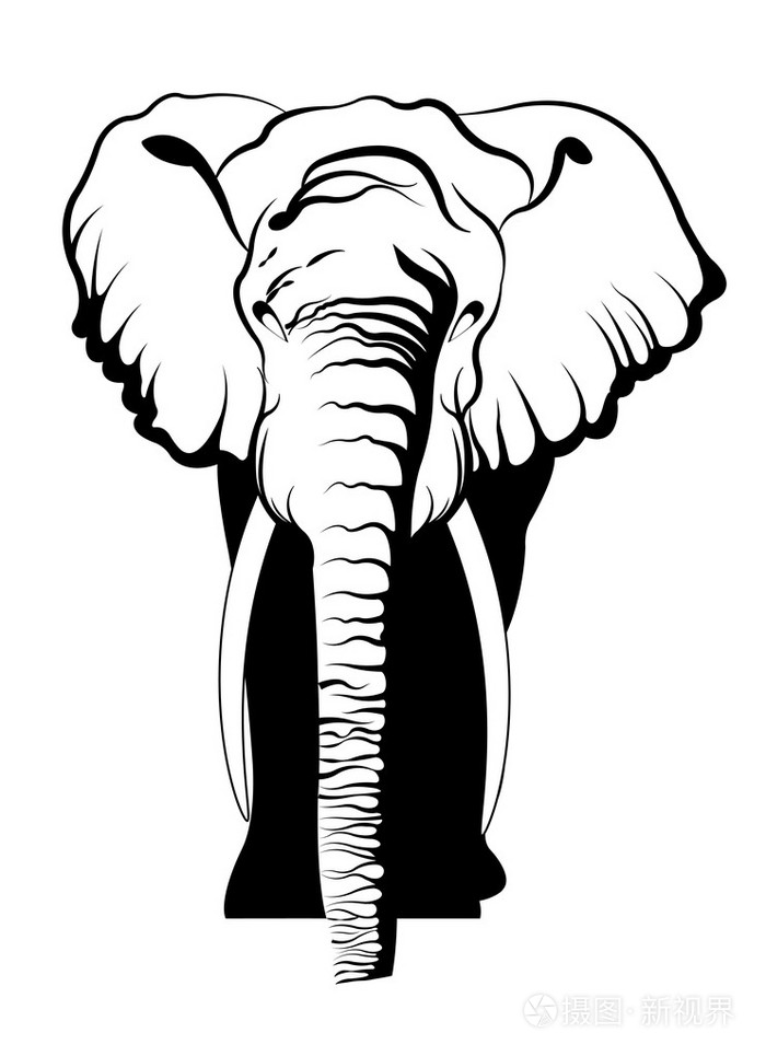大象剪影动物