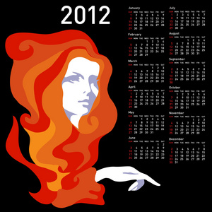 elegantn kalend s enou na rok 2012. tden zan v nedli
