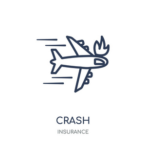崩溃图标。保险收集中的碰撞线性符号设计