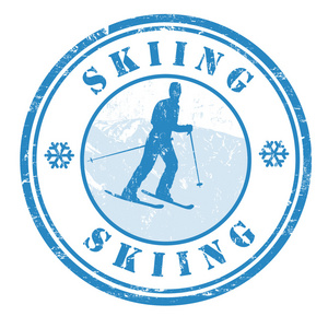 滑雪的邮票冬季运动标志等.