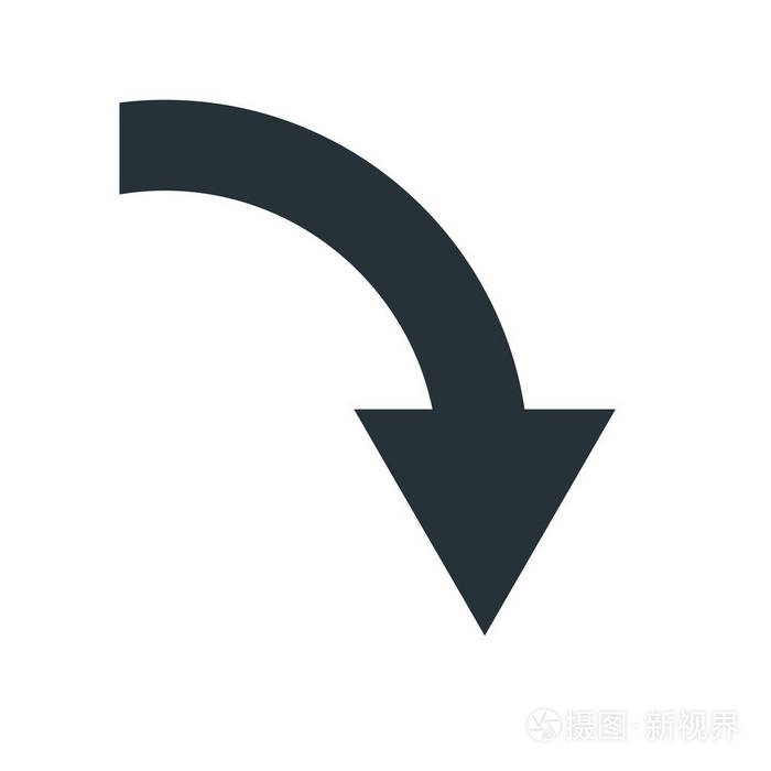 白色backgro 上的向下箭头图标矢量符号和符号