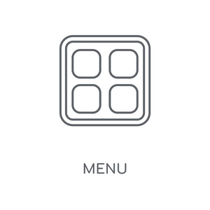 菜单线性图标。菜单概念笔画符号设计。薄的图形元素向量例证, 在白色背景上的轮廓样式, eps 10