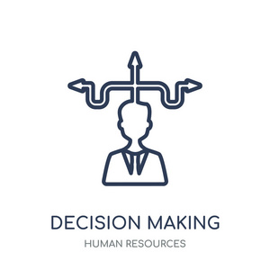 决策图标。从人力资源收集的线性符号设计