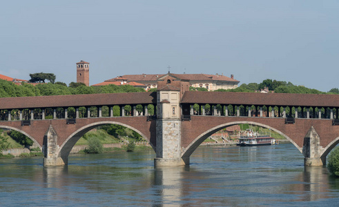Coperto 大桥 盖桥 和提契诺河, 帕维亚, 伦巴第地区, 意大利