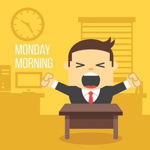 打呵欠的上班族.星期一早上概念照片