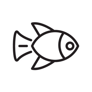 鱼图标向量被隔离在白色背景, 鱼标志, 线