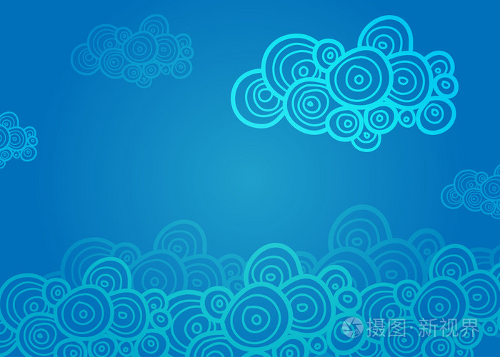 在蓝色背景上的程式化的螺旋云插画-正版商用图片0af2nq-摄图新视界